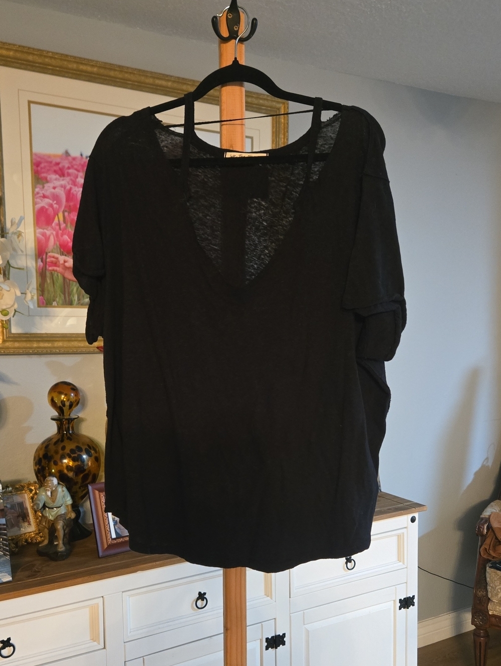 We The Free Black Short Sleeve V-Neck Tee
